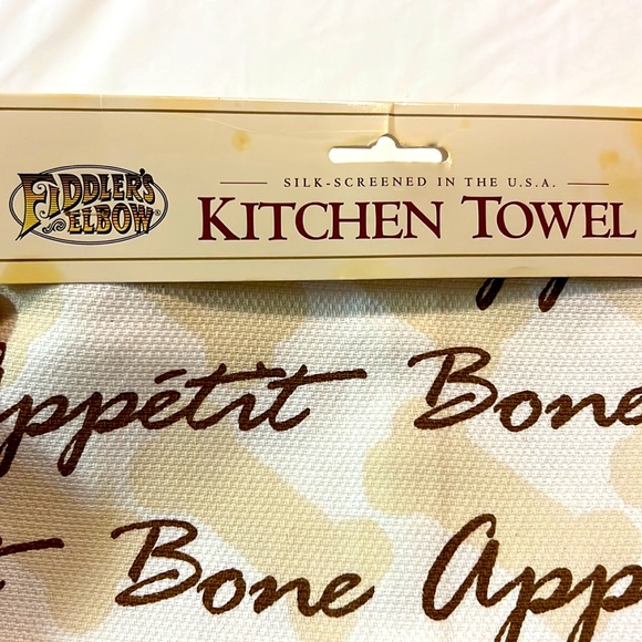 Fiddler's Elbow Kitchen Towel Boxer Puppy Bone Appetit Silk Screen - Picture 5 of 9